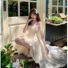 批发“西洋茶会”复古浪漫修身鱼骨上衣花边网纱收腰半裙