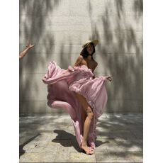 批发洛神玫瑰越南品牌纯欲生日裙礼服度假裙粉色连衣裙高定礼服