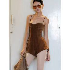 批发复古风时尚吊带绒感修身<b class='q'>连体裤</b>