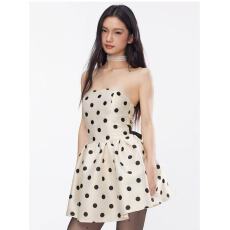 批发<b class='q'>波点</b>荷叶边蝴蝶结抽褶抹胸迷你<b class='q'>连衣裙</b>年会114766133