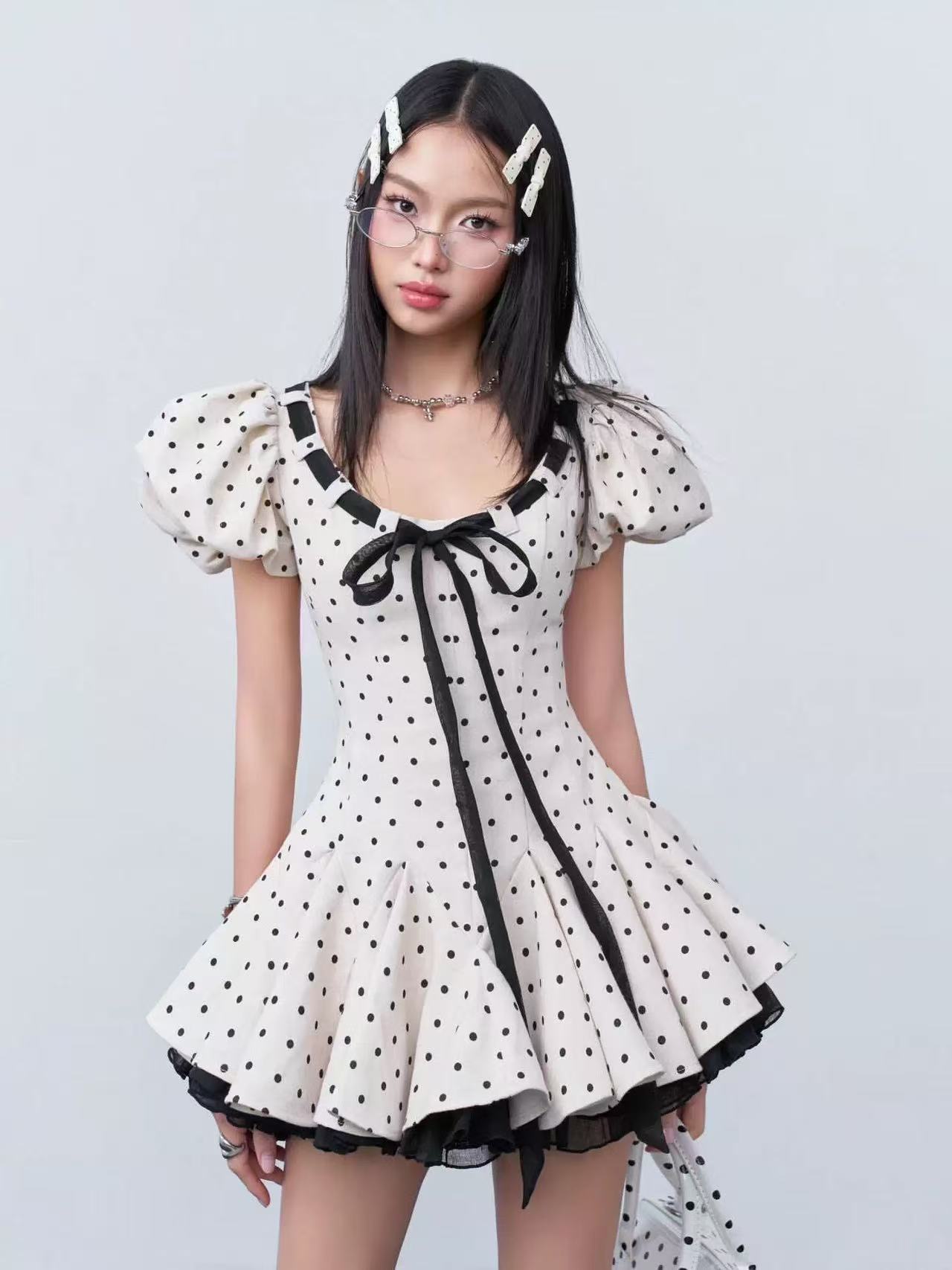 화이트 순수한 색 욕망 슬립 폴로 칼라 드레스