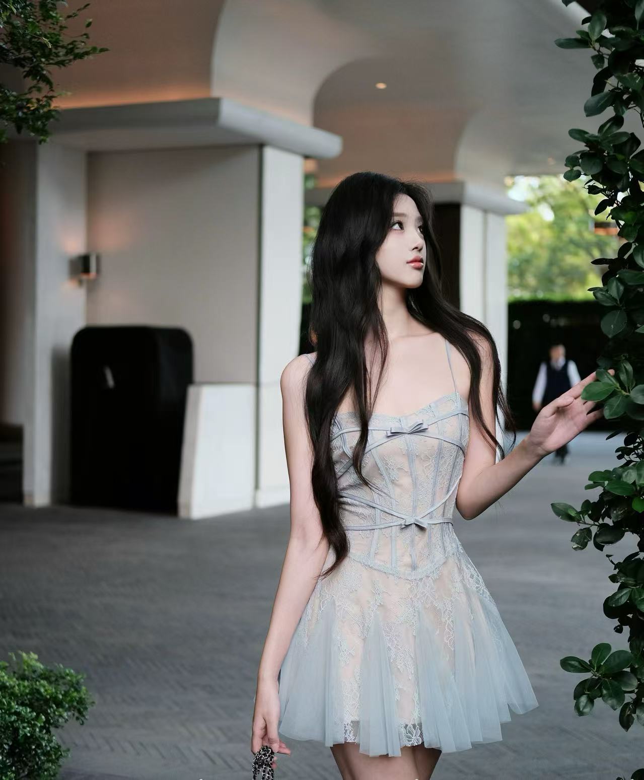 안개 블루 치엥 레이스 슬립 망사 치마 드레스 요정 가스 발레 바람 품격 하늘색