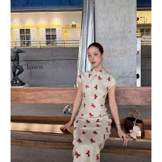 批发新中式刺绣提花旗袍连衣裙年会礼服