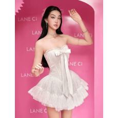 批发法式精致少女风减龄蝴蝶结<b class='q'>抹胸</b>裙