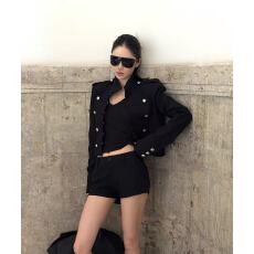 批发深渊权杖黑色拿破仑立领开衫外套女<b class='q'>秋</b>季长袖修身短款夹克套装
