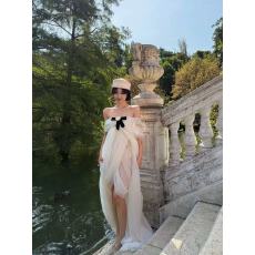 批发米色小香秀场<b class='q'>连衣裙</b>女秋2026新款气质复古抹胸<b class='q'>蝴蝶结</b>长裙