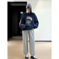 批发2025新款韩系高级感气质小香风字母加绒卫衣裤子两件<b class='q'>套装</b>女秋冬