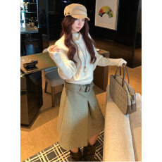 批发秋冬温柔富家千金<b class='q'>名媛</b>气质女神范高级感韩系氛围感针织连衣裙<b class='q'>套装</b>