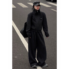 批发巨好看的冬装一整套大方得体高级感韩里韩气<b class='q'>运动</b>休闲灰色套装裤女