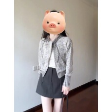 批发极简风灰色拉链波点针织开衫女2026春季<b class='q'>休闲</b>宽松慵懒风半身裙<b class='q'>套装</b>