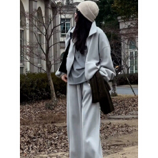 批发开春韩系一整套大方得体轻奢高级感正式场合<b class='q'>运动</b><b class='q'>休闲</b>灰色卫衣套装