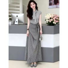 韩系高级穿搭一整套气质针织上衣女2026新款夏季法式半身裙两件套