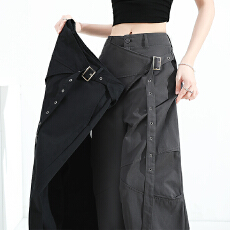 批发可拆分两件套美式时髦复古设计感百搭高腰工装裤宽松修身阔腿裤女