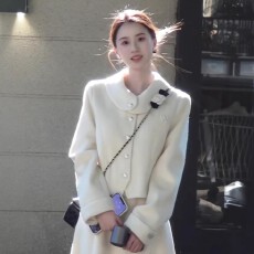 批发新款富家千金感毛呢套装连衣裙子女秋冬季小香名媛风收腰长裙