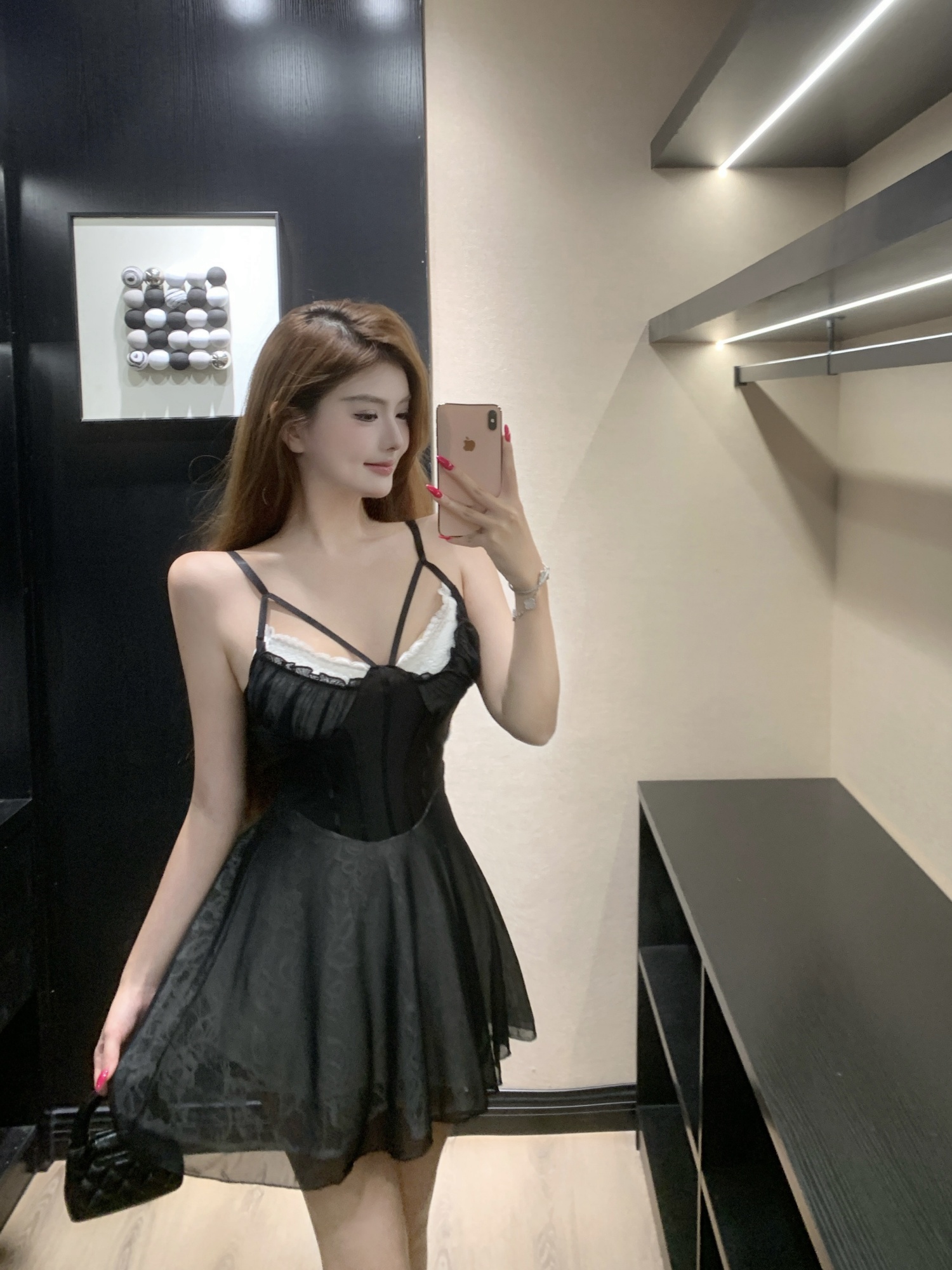 FA34452# 吊带辣妹大摆双层网纱修腰时尚性感连衣裙女 服裝批發女裝批發服飾貨源