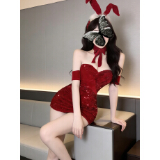批发实拍~性感辣妹亮片圣诞<b class='q'>抹胸</b><b class='q'>裹</b><b class='q'>胸</b>超短连衣裙女送发箍
