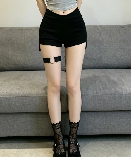 실사 핫걸 dj 춤추기 신축성 타이트 앞이 짧고 뒤가 길다 노출 방지 초단 섹시함 핫걸 반바지 여성