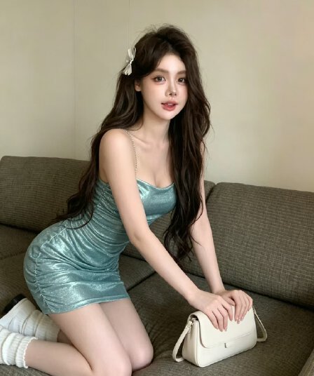 실사 섹시함 플래시 분말 핫걸 타이트 주름 타이트 스커트 예복 여성 드레스