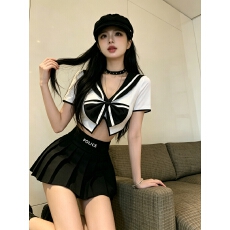 批发实拍~性感学院风超短套装<b class='q'>时尚</b>两件套女装