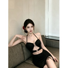 批发实拍~辣妹性感镂空挂脖黑色礼服紧身<b class='q'>连衣裙</b>女