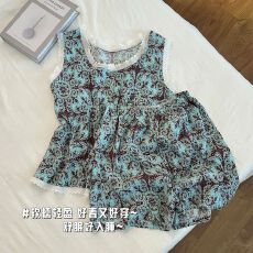 批发睡衣女<b class='q'>夏季</b>云朵棉2026年新款性感纯欲风吊带无袖家居服两件套装