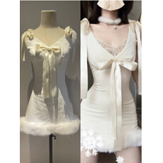 批发kubiliv12/08日上新 娇嗲千金系带深v吊带<b class='q'>连衣裙</b>