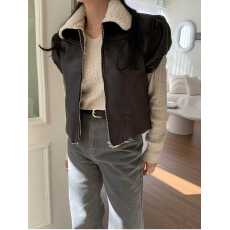 批发韩国<b class='q'>冬</b>季新款羊羔毛皮毛一体短款加绒加厚机车服皮衣马甲