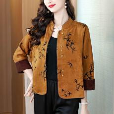 批发香云纱上衣女春新款妈妈装气质<b class='q'>外套</b><b class='q'>长袖</b>真丝衬衫