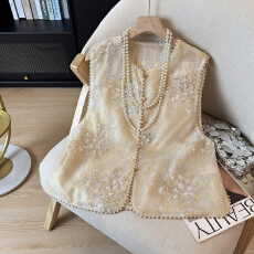 批发新中式国风薄款马甲女2026年春夏季新款重工<b class='q'>亮片</b>刺绣<b class='q'>背心</b>外套