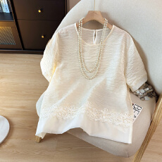 批发新中式国风高级感提花缎面拼接网纱短袖<b class='q'>衬衫</b>上衣2026夏季新款女装