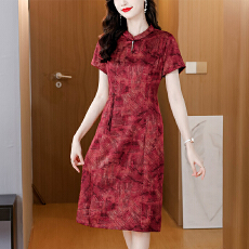 批发日常可穿<b class='q'>真丝</b>连衣裙新中式婚宴装礼服蚕丝中老年妈妈改良<b class='q'>旗袍</b>