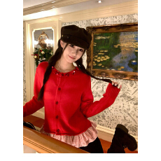 批发拼接小香风假两件打底针织<b class='q'>衫</b>开<b class='q'>衫</b>韩系长袖毛衣外套上衣2025新款