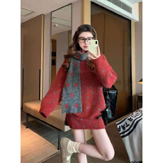 批发红色波点<b class='q'>毛衣</b>套装女2025<b class='q'>新款</b>韩系一整套深冬穿搭针织半身裙两件套