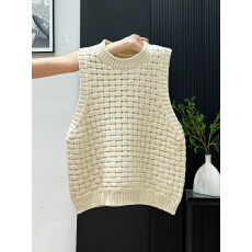 批发白色编织坎肩针织马甲背心2026春季叠穿无袖马夹宽松高级感<b class='q'>上衣</b>女