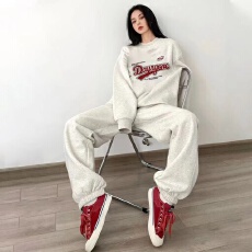 批发懒人舒适秋季套头卫衣休闲松紧腰卫裤<b class='q'>时尚</b>运动服套装女两件套