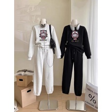 批发懒人舒适秋季套头卫衣休闲松紧腰卫裤<b class='q'>时尚</b>运动服套装女两件套