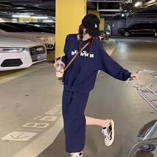 批发<b class='q'>套装</b>女秋冬港风小众百搭宽松套头字母卫衣休闲半身裙时尚两件套潮