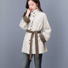 批发小个子<b class='q'>风衣</b>女2026新款<b class='q'>中长款</b>春秋季韩系学院高级感英伦风大衣外套