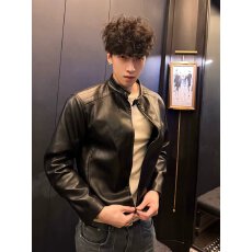 批发男士时尚休闲<b class='q'>立领</b>短款PU皮衣2026秋季新款潮流百搭宽松夹克衫