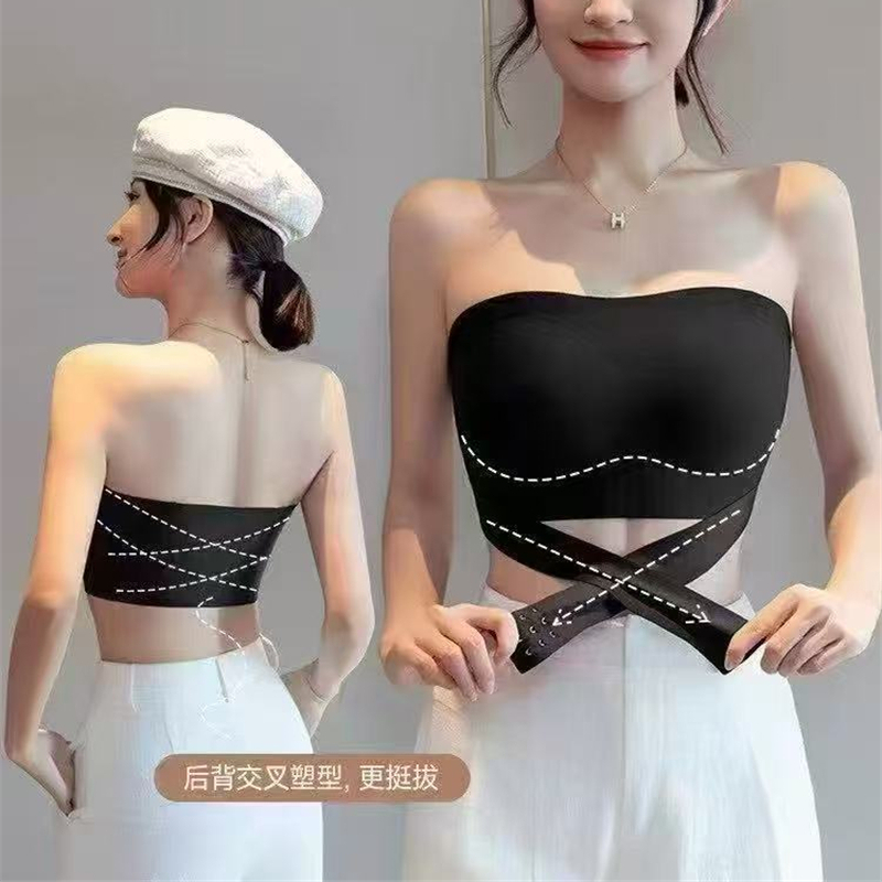 FA33194# 夏季新款无肩带前扣性感大胸聚拢调整型防下垂文胸 服裝批發女裝批發服飾貨源