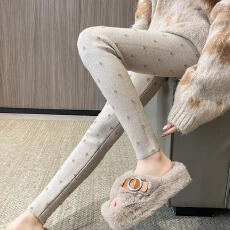 批发波点水貂绒裤子女秋冬季<b class='q'>新款</b>时尚修身显瘦保暖小脚休闲铅笔长裤