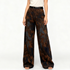 批发实拍雪尼尔提花<b class='q'>高端</b>工艺牛仔裤厚实秋冬阔腿直筒牛仔裤长裤欧货女