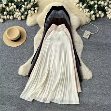 批发韩版简约<b class='q'>百搭</b>高腰半身裙女秋冬2025新款内搭豹纹垂坠感针织中长裙