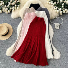 批发高级感毛衣半身裙女2025<b class='q'>秋</b>季法式松紧腰显瘦弹力包臀竖纹鱼尾裙子