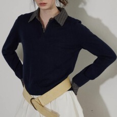 批发衬衫拼接针织衫内搭打底衫秋装女款2025新款巨好看的早秋穿搭上衣