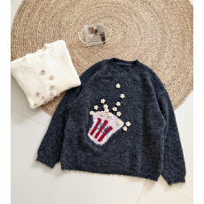 批发韩版高级感卡通刺绣圆领套头毛衣内搭女秋<b class='q'>冬</b>新款宽松针织衫上衣