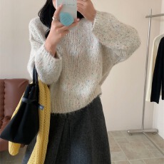 批发实拍小香风软糯毛衣女新款<b class='q'>时尚</b>秋冬季新款爆款宽松慵懒风针织上衣