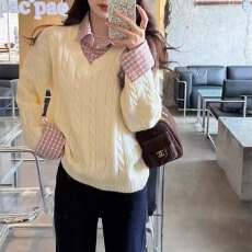 批发新款时尚韩系<b class='q'>假两件</b>毛衣女秋冬<b class='q'>衬衫</b>拼接内搭针织衫百搭上衣冬季女