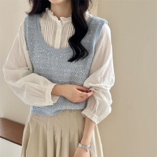 批发实拍2026新款不出错叠穿神器～早春甜美搭遍全场亮片镂空针织马甲