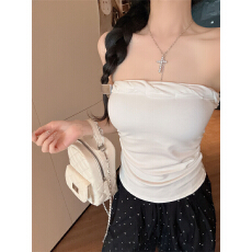 批发实拍不减～早春新款人棉辣妹抹胸<b class='q'>背心</b>修身内搭带胸垫无袖打底衣